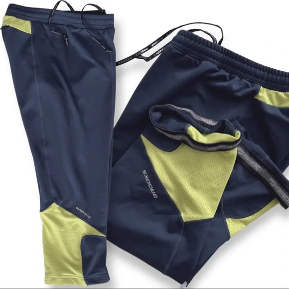 Brooks Running 7/8 Capri Track Pant Legging Navy / Neon - Picture 6 of 16